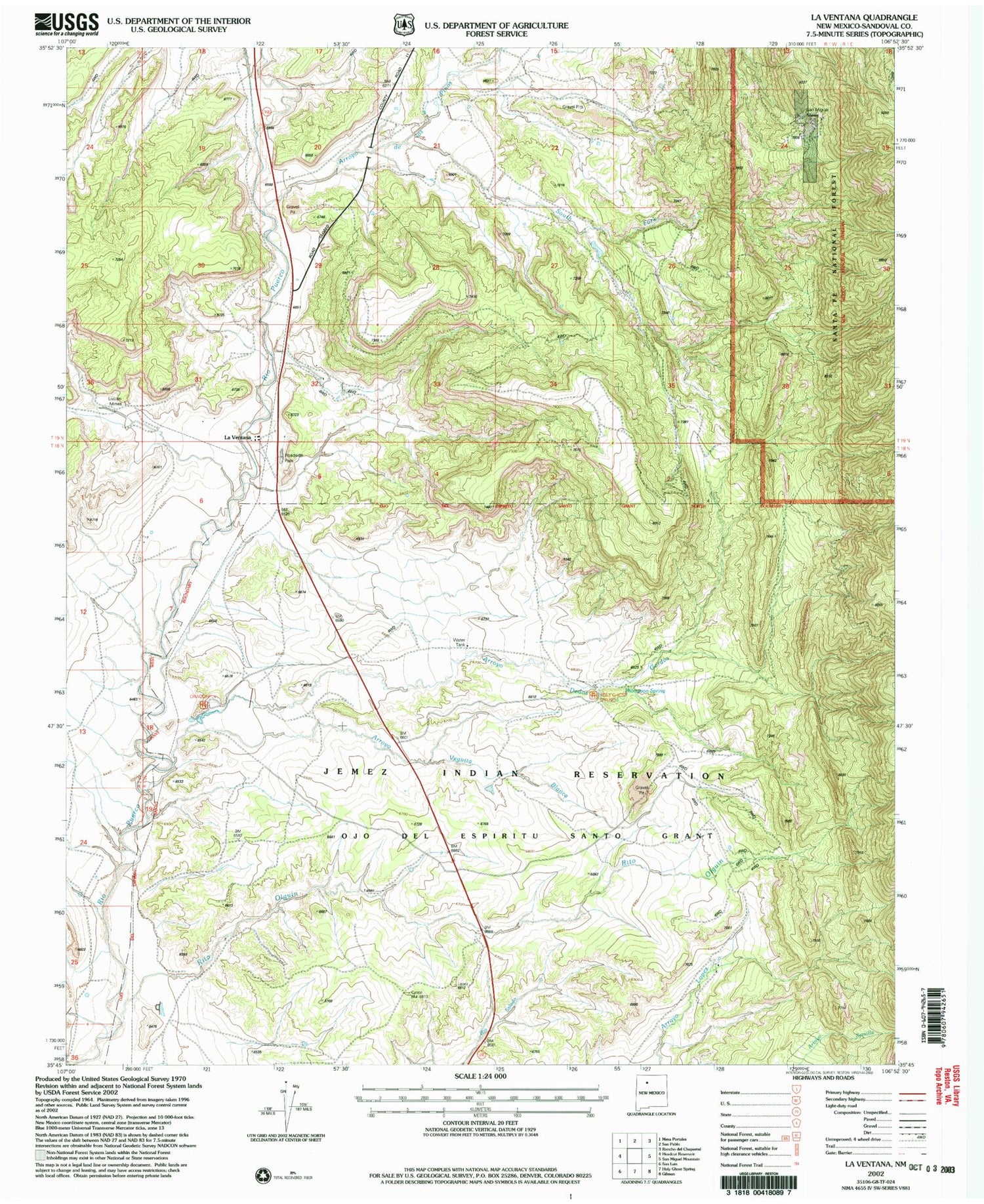 Classic USGS La Ventana New Mexico 7.5'x7.5' Topo Map Image