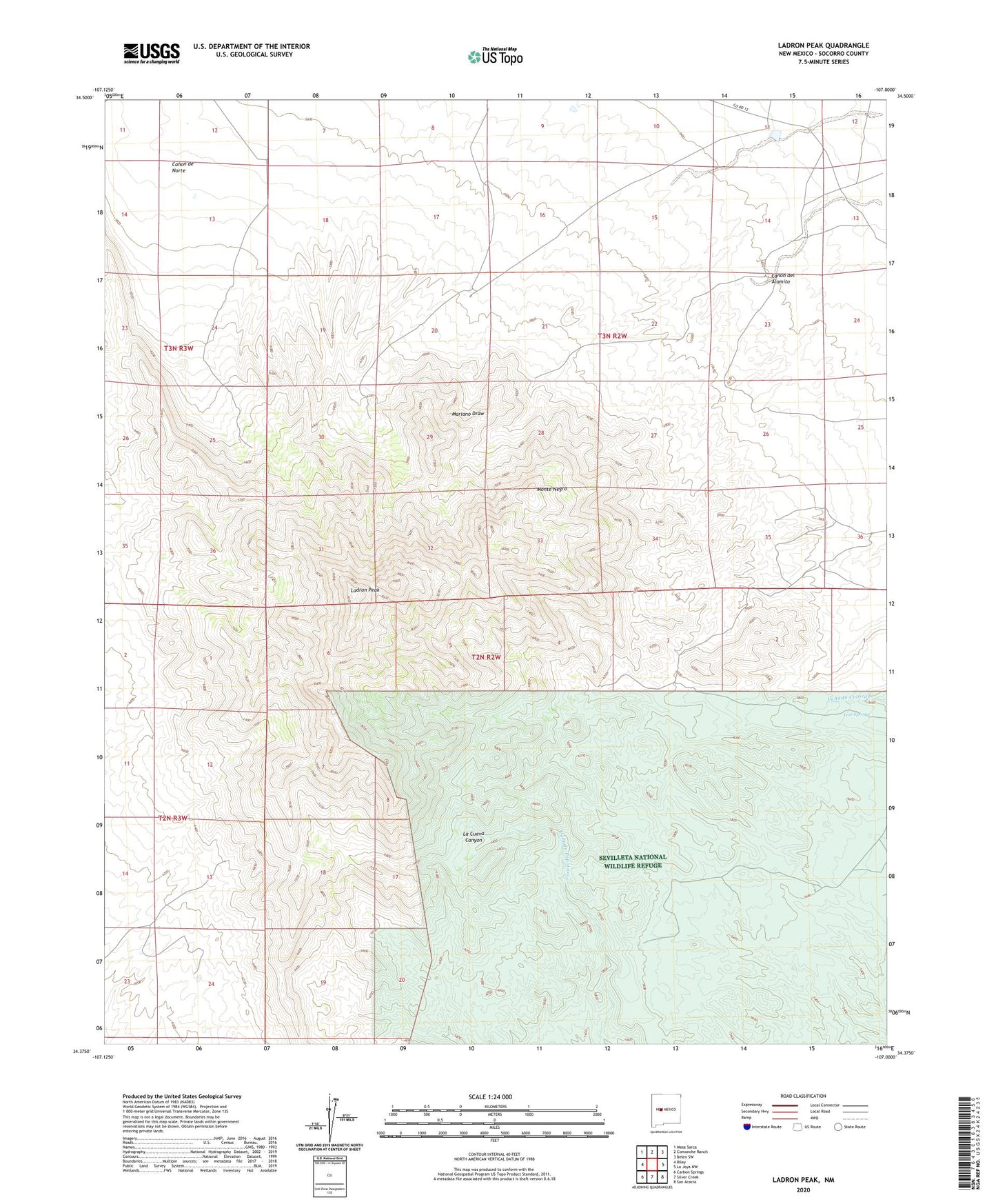 Ladron Peak New Mexico US Topo Map Image