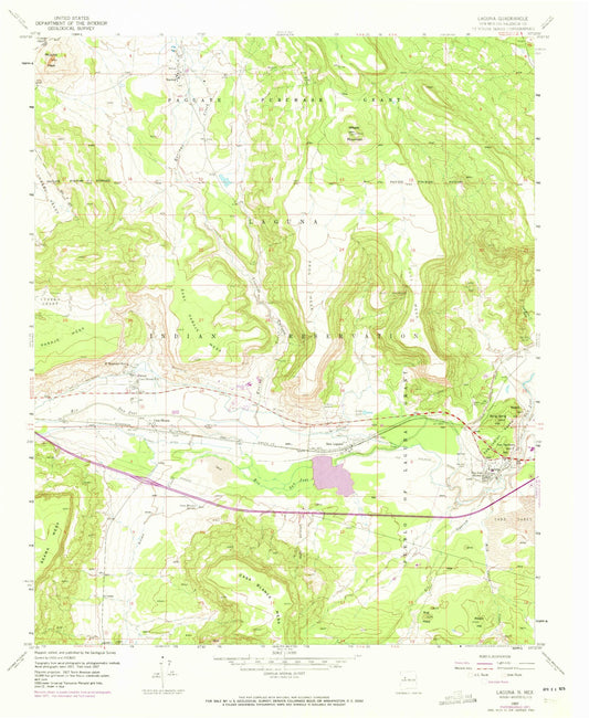 Classic USGS Laguna New Mexico 7.5'x7.5' Topo Map Image