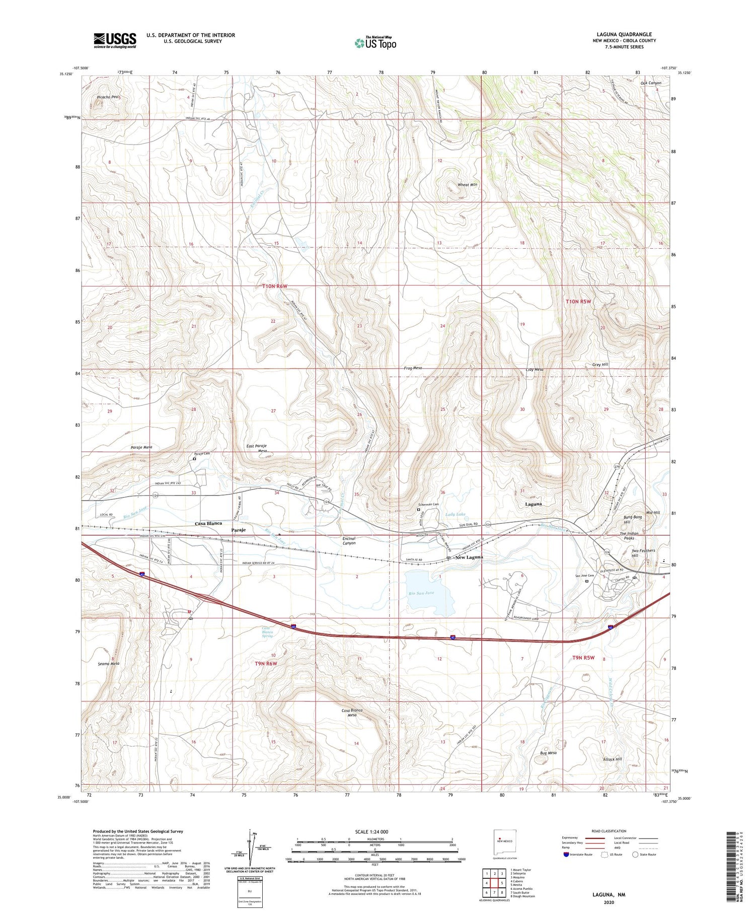Laguna New Mexico US Topo Map Image