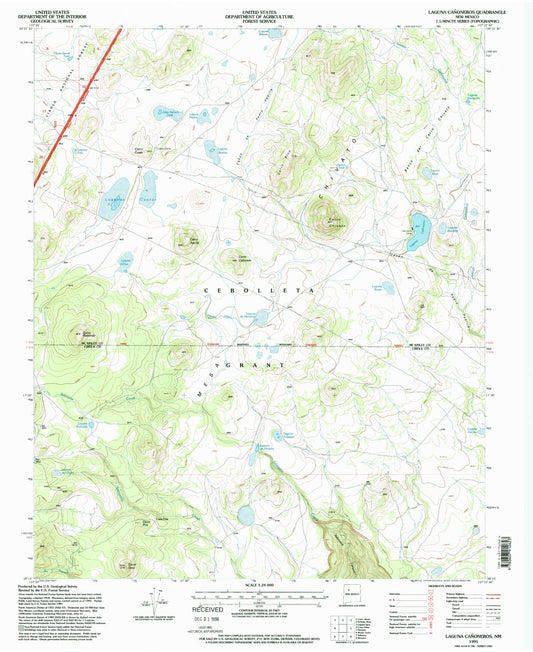 Classic USGS Laguna Canoneros New Mexico 7.5'x7.5' Topo Map Image
