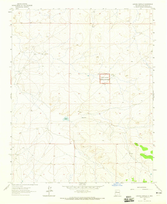 Classic USGS Laguna Castillo New Mexico 7.5'x7.5' Topo Map Image