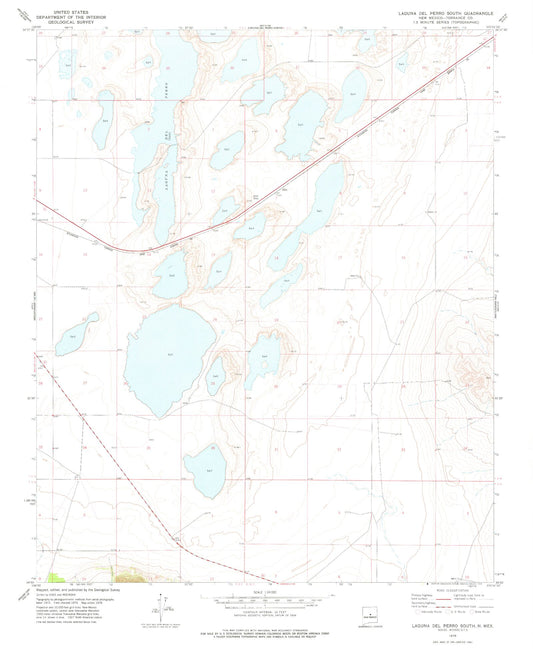 Classic USGS Laguna Del Perro South New Mexico 7.5'x7.5' Topo Map Image