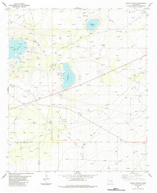 Classic USGS Laguna Gatuna New Mexico 7.5'x7.5' Topo Map Image