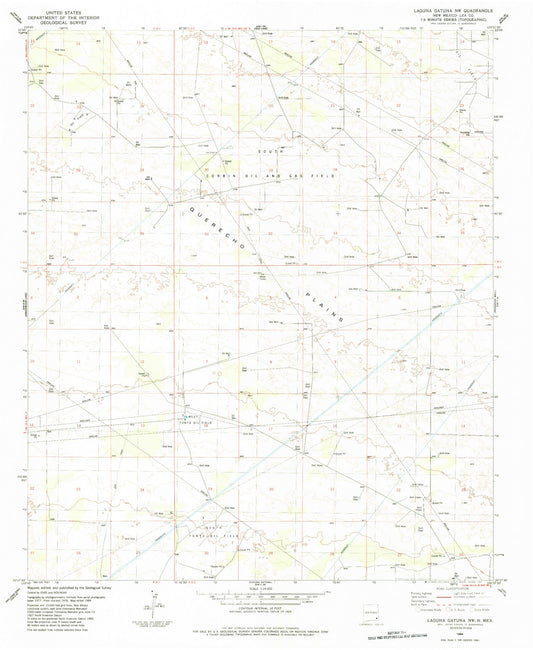 Classic USGS Laguna Gatuna NW New Mexico 7.5'x7.5' Topo Map Image