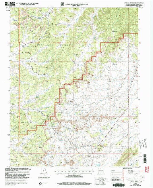 Classic USGS Laguna Gurule New Mexico 7.5'x7.5' Topo Map Image