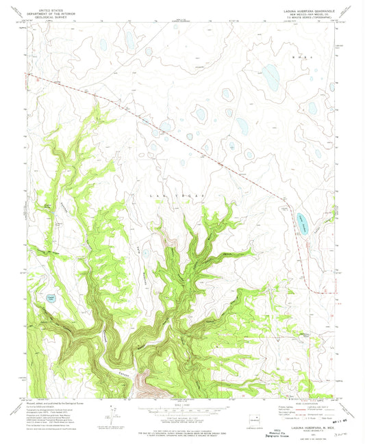 Classic USGS Laguna Huerfana New Mexico 7.5'x7.5' Topo Map Image