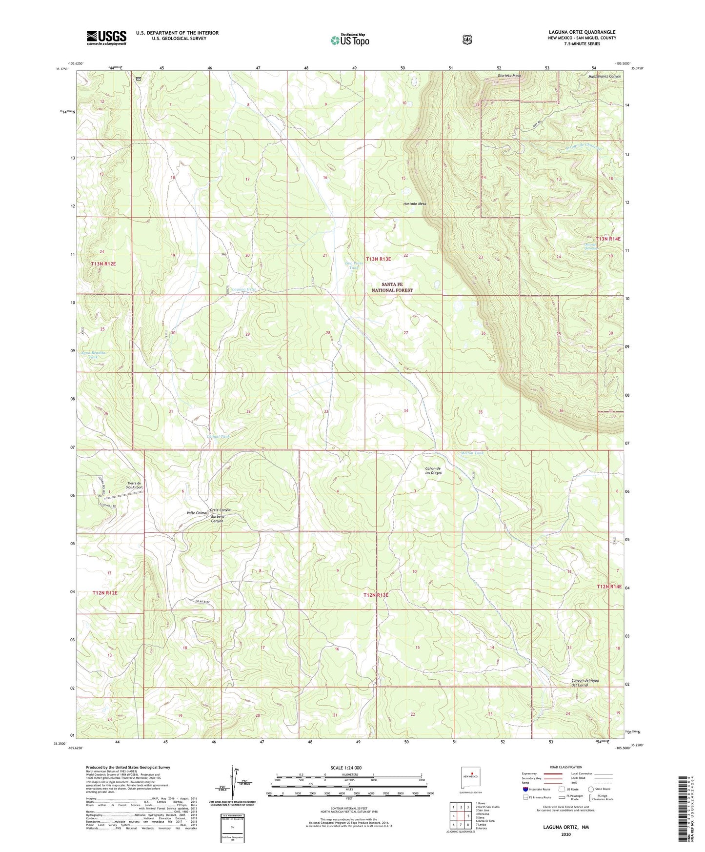 Laguna Ortiz New Mexico US Topo Map Image