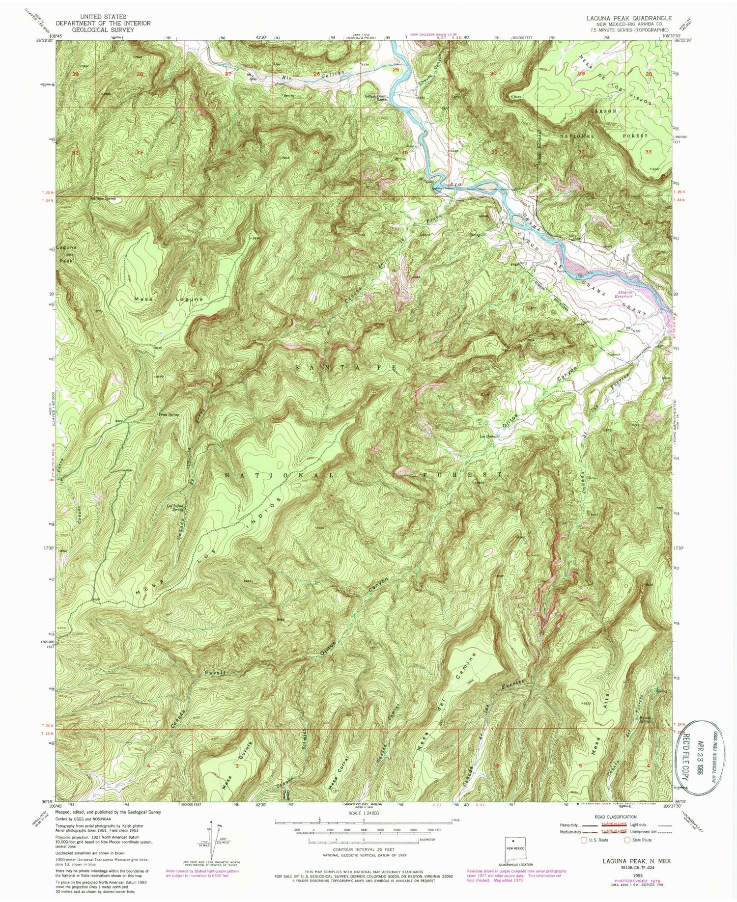 Classic USGS Laguna Peak New Mexico 7.5'x7.5' Topo Map Image