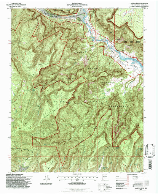 Classic USGS Laguna Peak New Mexico 7.5'x7.5' Topo Map Image