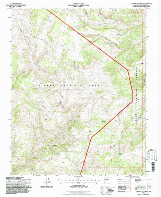 Classic USGS Lagunitas Creek New Mexico 7.5'x7.5' Topo Map Image