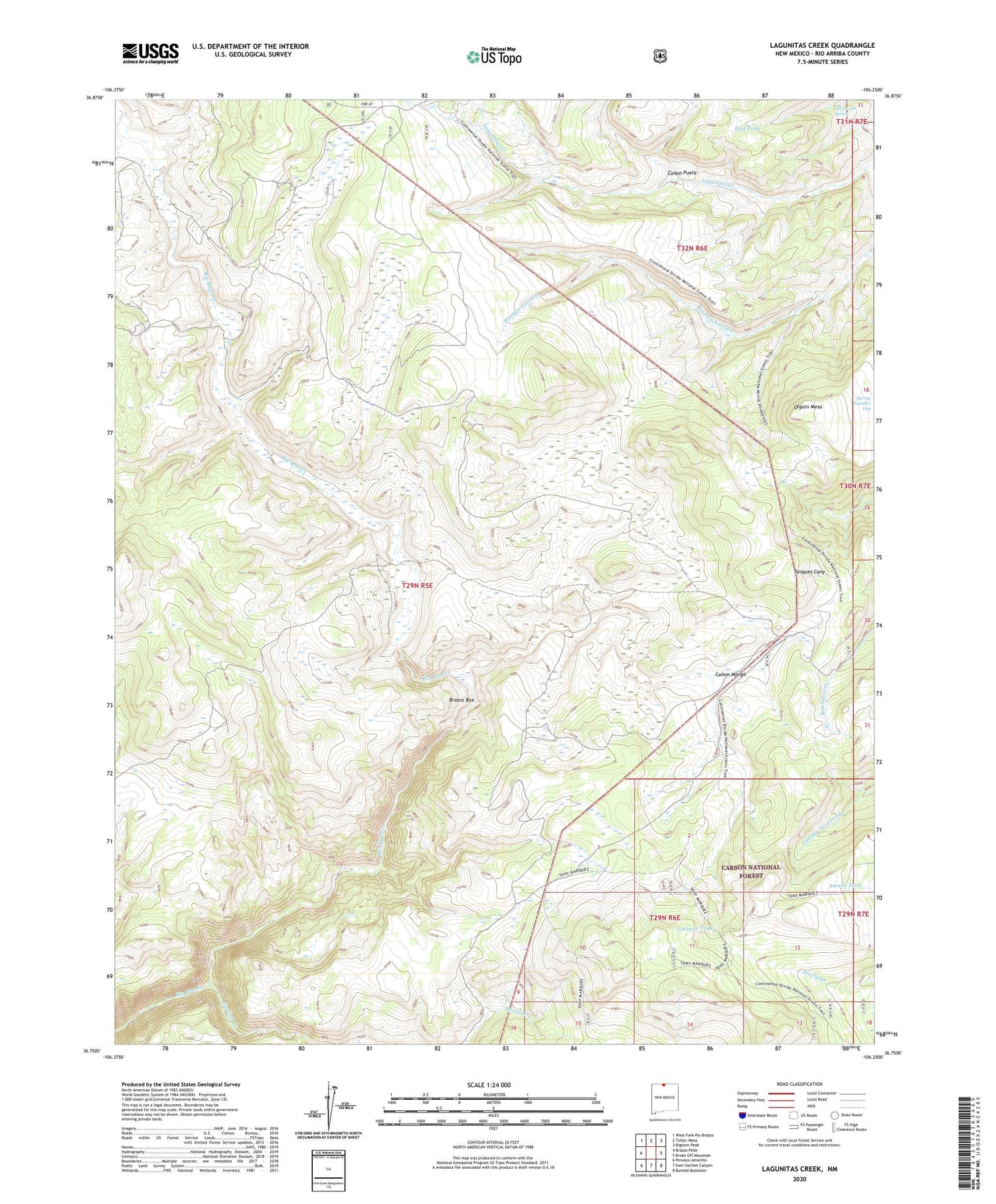 Lagunitas Creek New Mexico US Topo Map Image