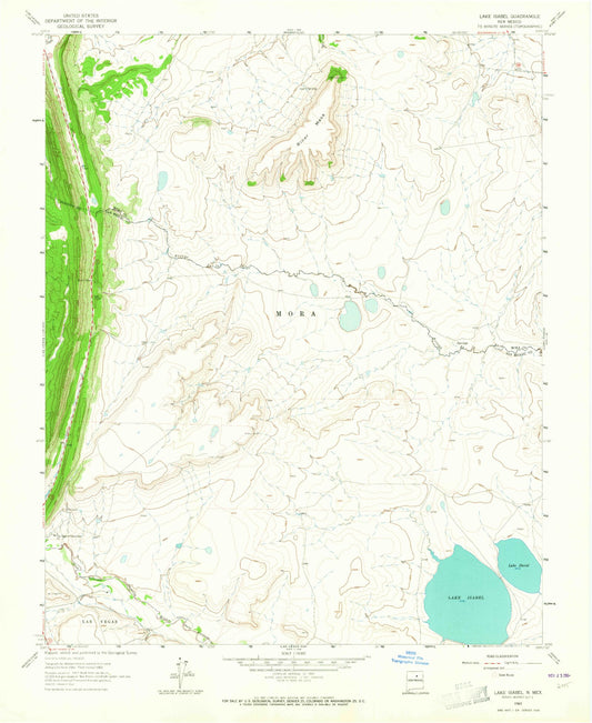 Classic USGS Lake Isabel New Mexico 7.5'x7.5' Topo Map Image
