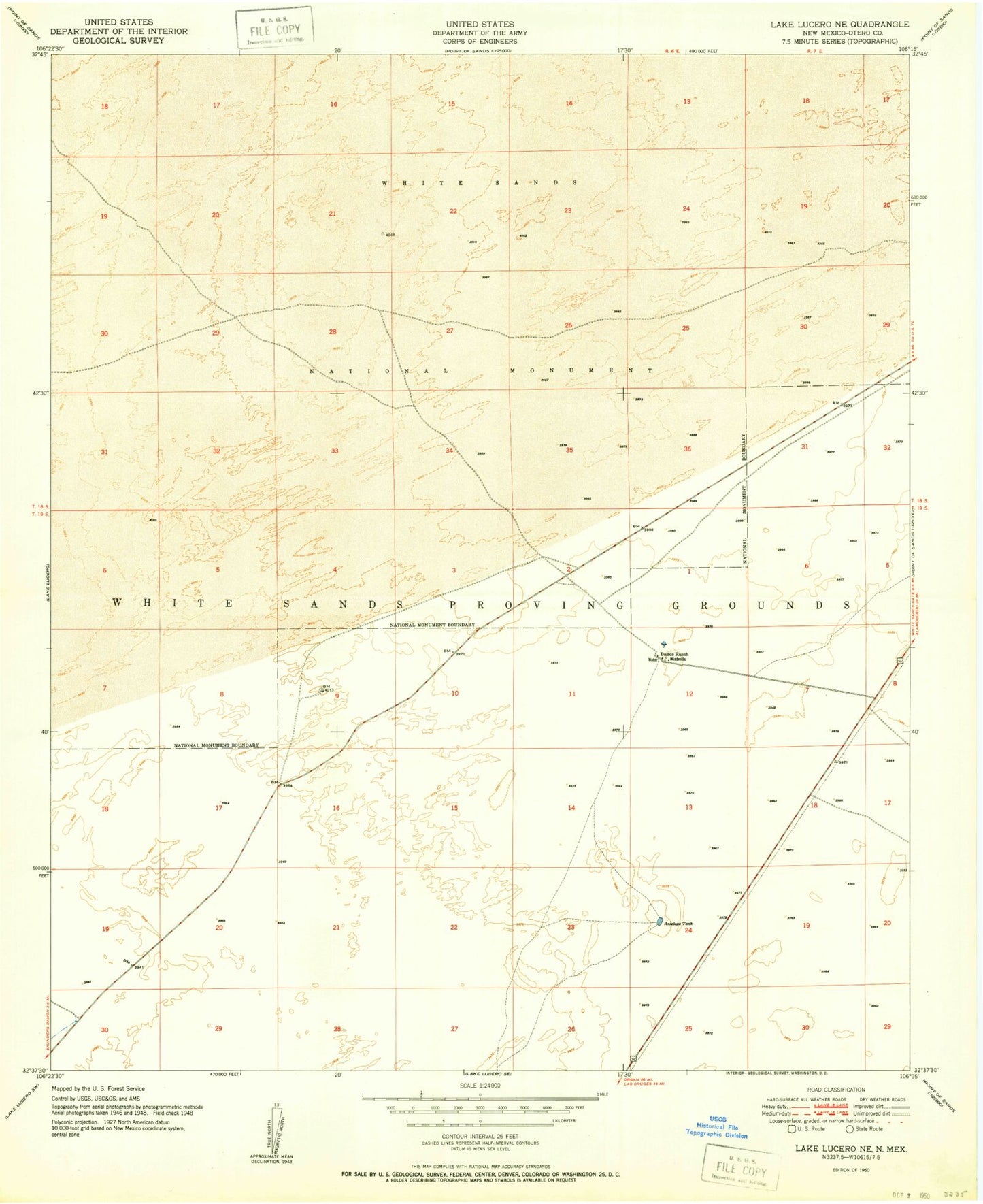 Classic USGS Lake Lucero NE New Mexico 7.5'x7.5' Topo Map Image