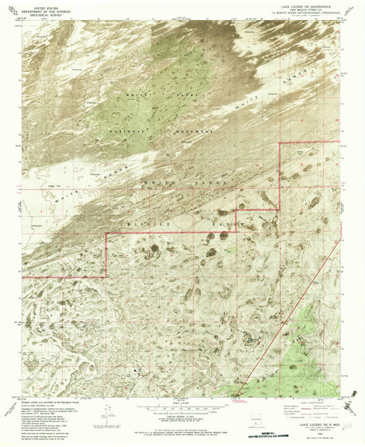Classic USGS Lake Lucero NE New Mexico 7.5'x7.5' Topo Map Image