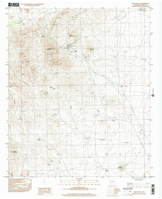 Classic USGS Lake Valley New Mexico 7.5'x7.5' Topo Map Image