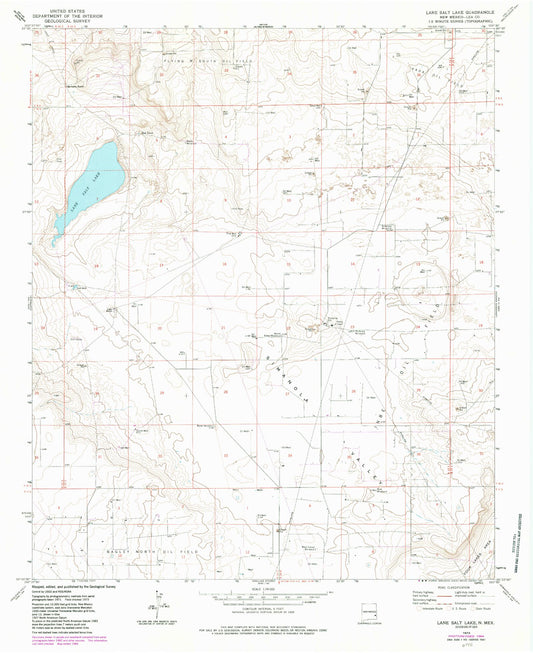 Classic USGS Lane Salt Lake New Mexico 7.5'x7.5' Topo Map Image
