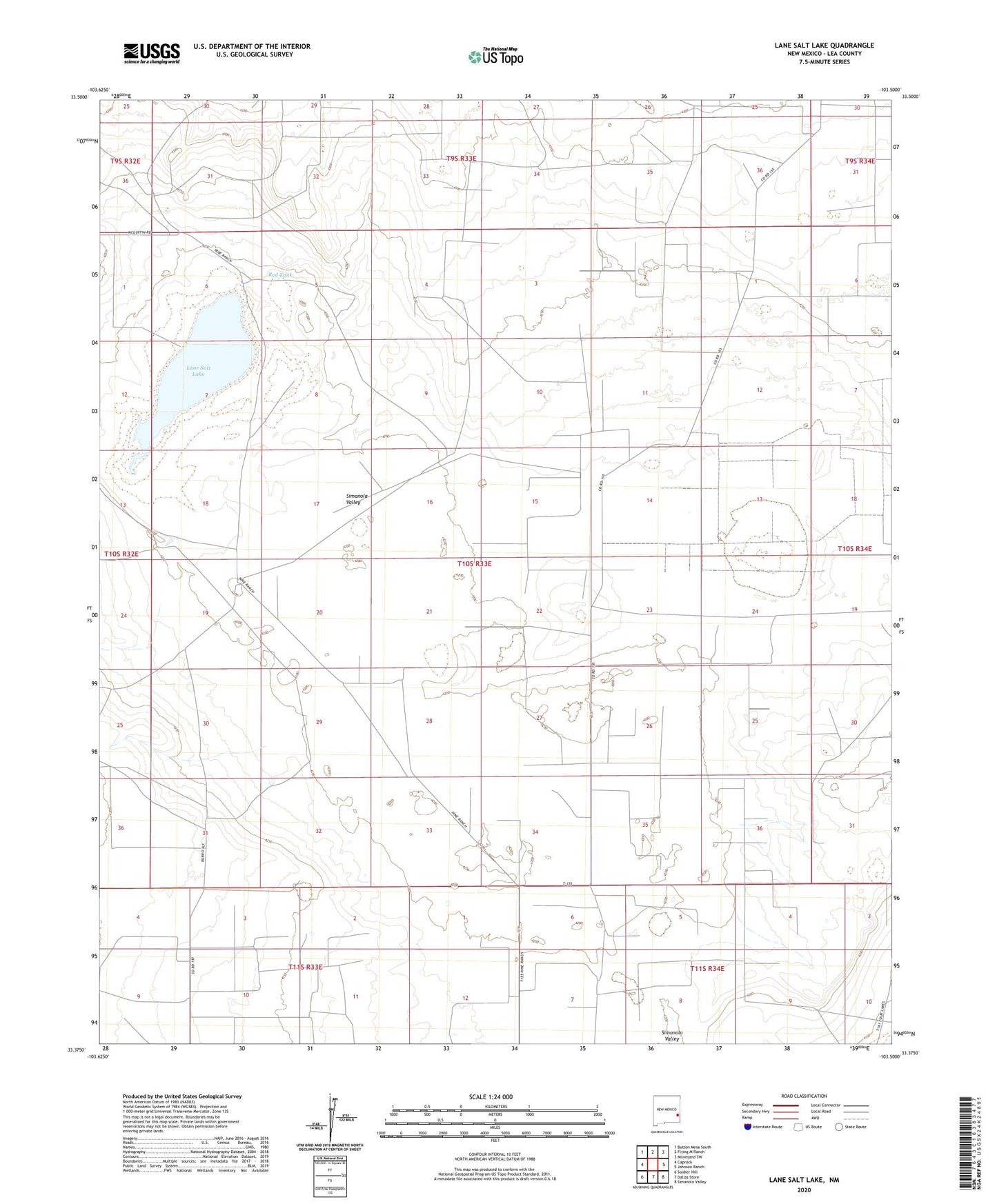 Lane Salt Lake New Mexico US Topo Map Image