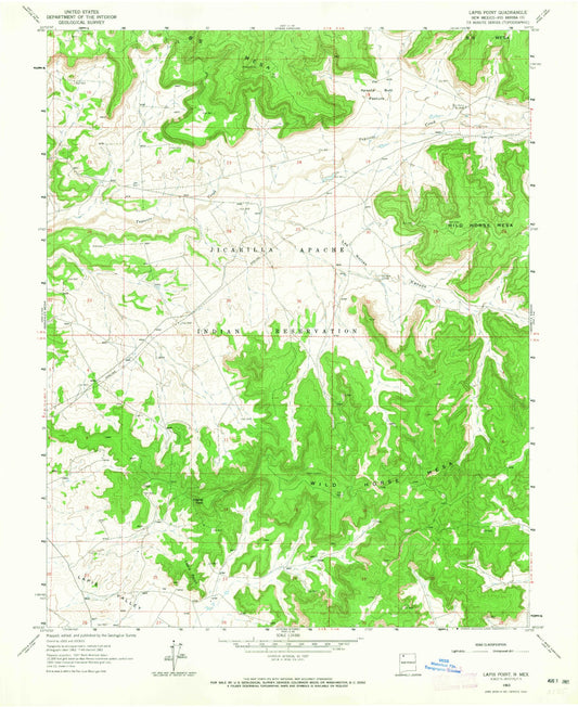Classic USGS Lapis Point New Mexico 7.5'x7.5' Topo Map Image