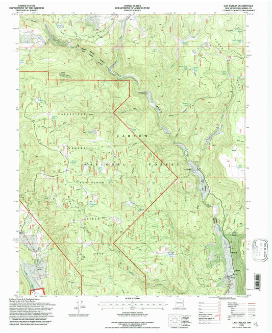 Classic USGS Las Tablas New Mexico 7.5'x7.5' Topo Map Image