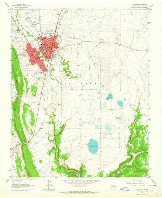 Classic USGS Las Vegas New Mexico 7.5'x7.5' Topo Map Image