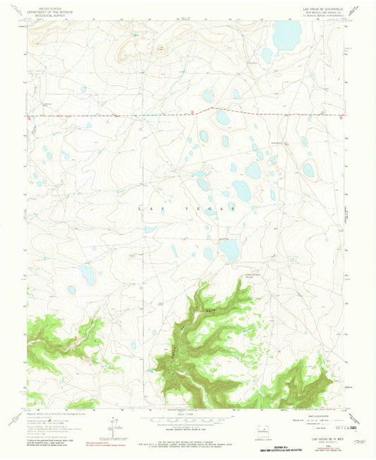 Classic USGS Las Vegas SE New Mexico 7.5'x7.5' Topo Map Image