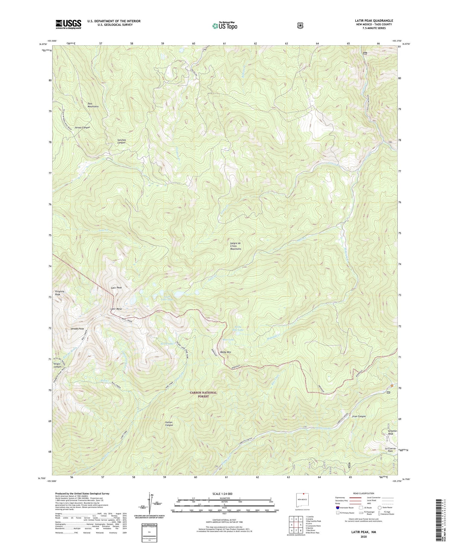 Latir Peak New Mexico US Topo Map Image
