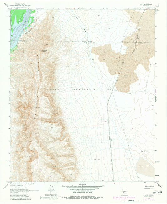 Classic USGS Lava New Mexico 7.5'x7.5' Topo Map Image
