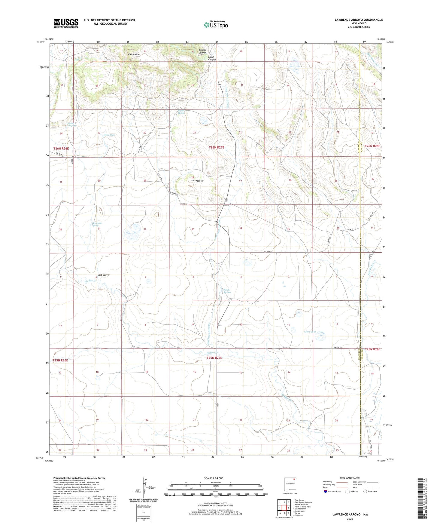 Lawrence Arroyo New Mexico US Topo Map Image