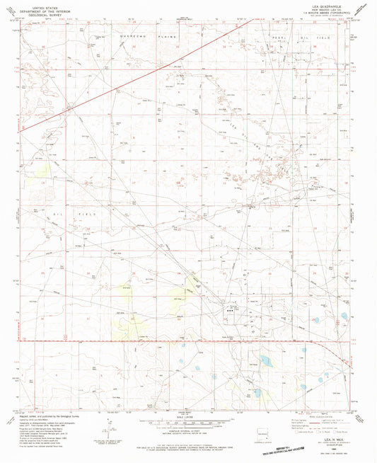 Classic USGS Lea New Mexico 7.5'x7.5' Topo Map Image