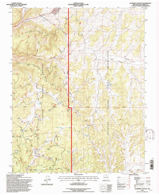 Classic USGS Leandro Canyon New Mexico 7.5'x7.5' Topo Map Image