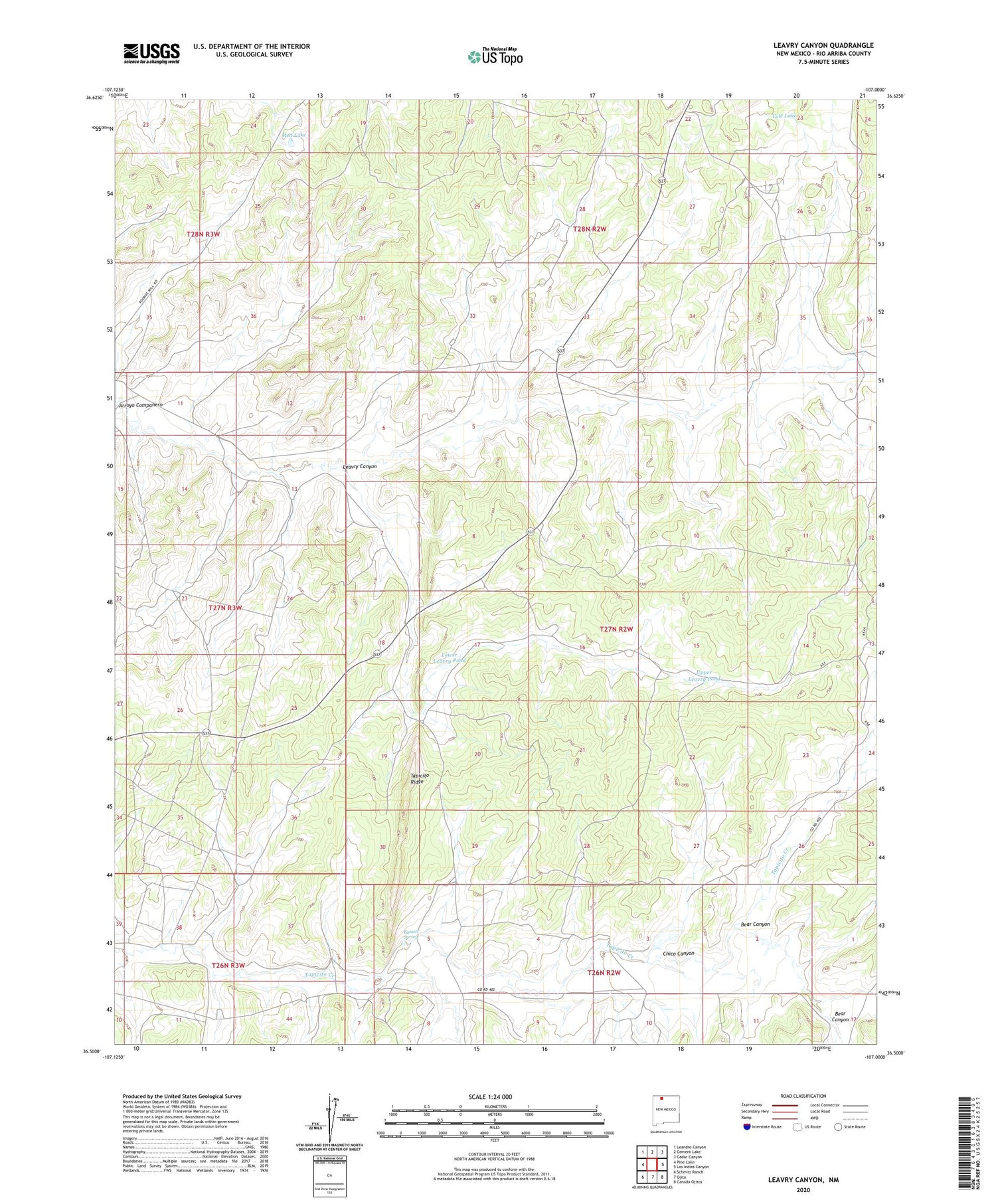 Leavry Canyon New Mexico US Topo Map Image