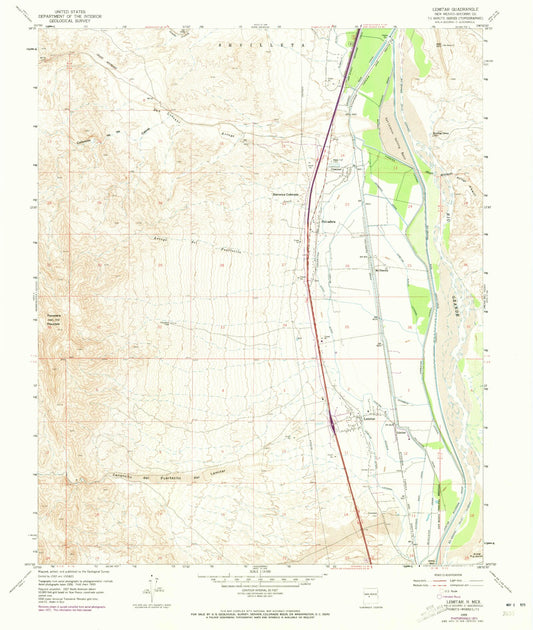 Classic USGS Lemitar New Mexico 7.5'x7.5' Topo Map Image