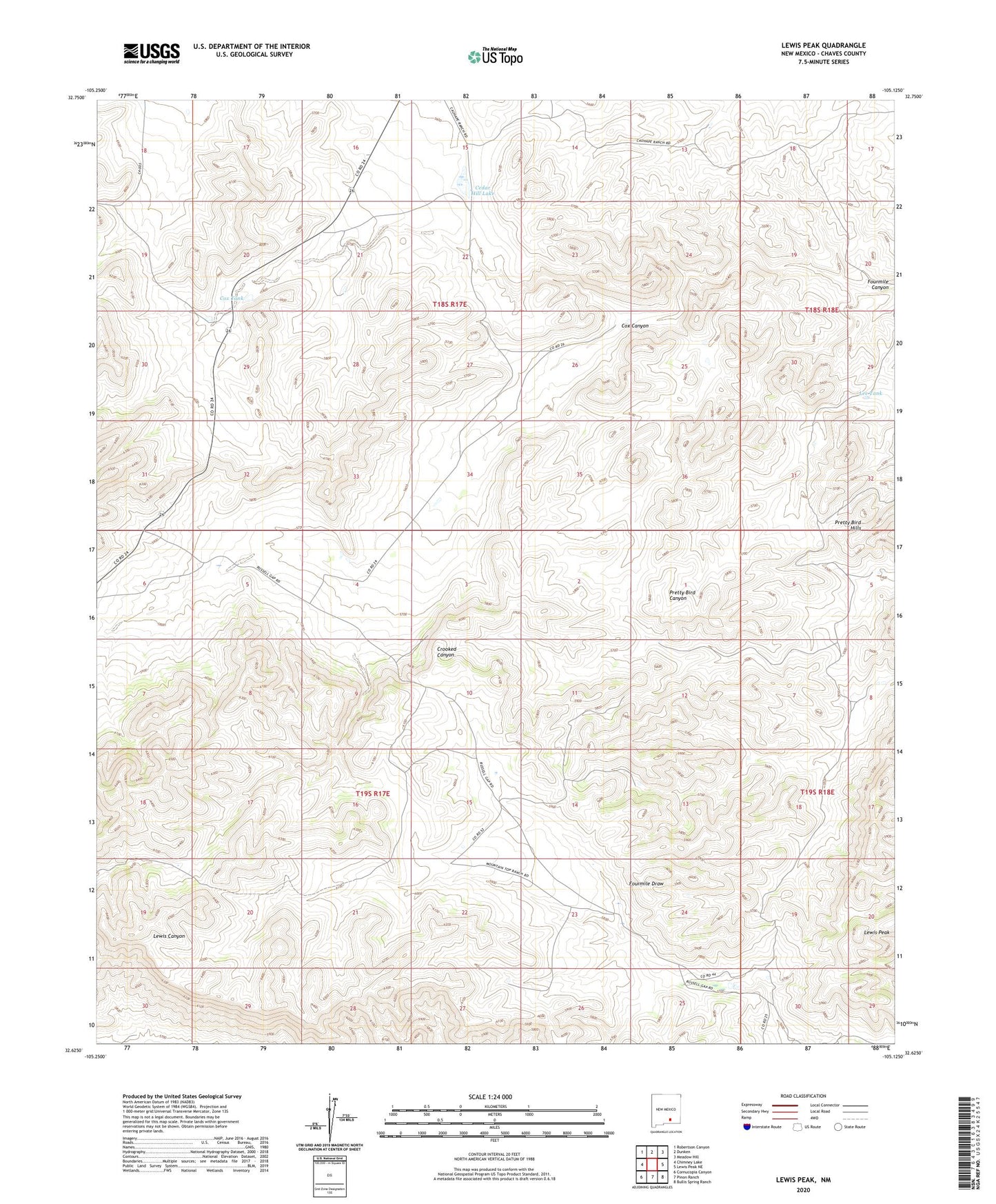 Lewis Peak New Mexico US Topo Map Image