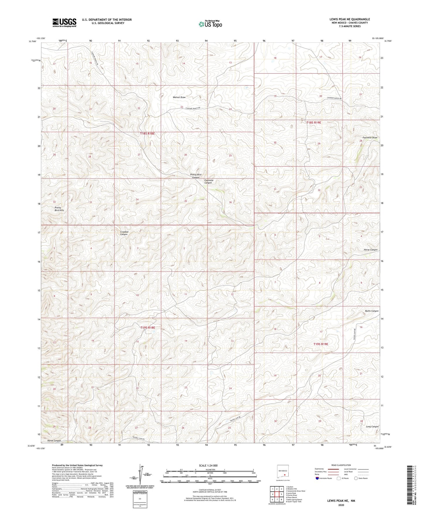 Lewis Peak NE New Mexico US Topo Map Image