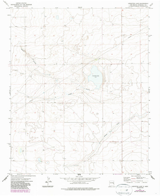 Classic USGS Lewiston Lake New Mexico 7.5'x7.5' Topo Map Image