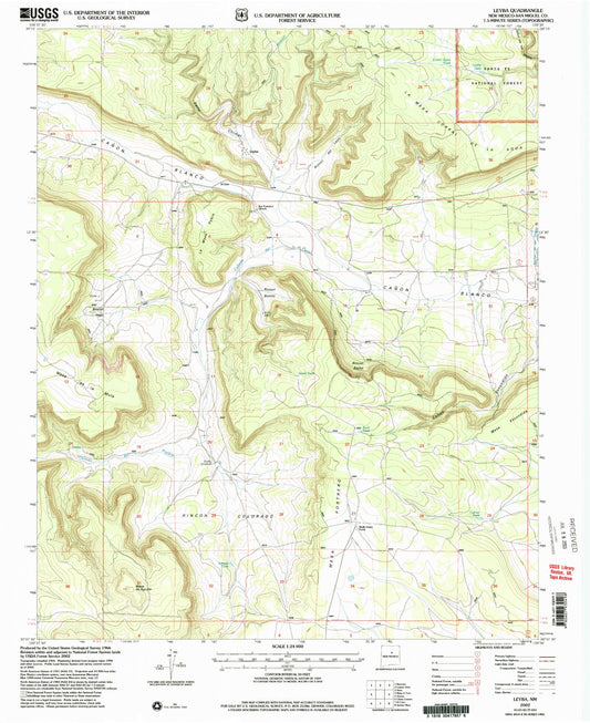 Classic USGS Leyba New Mexico 7.5'x7.5' Topo Map Image