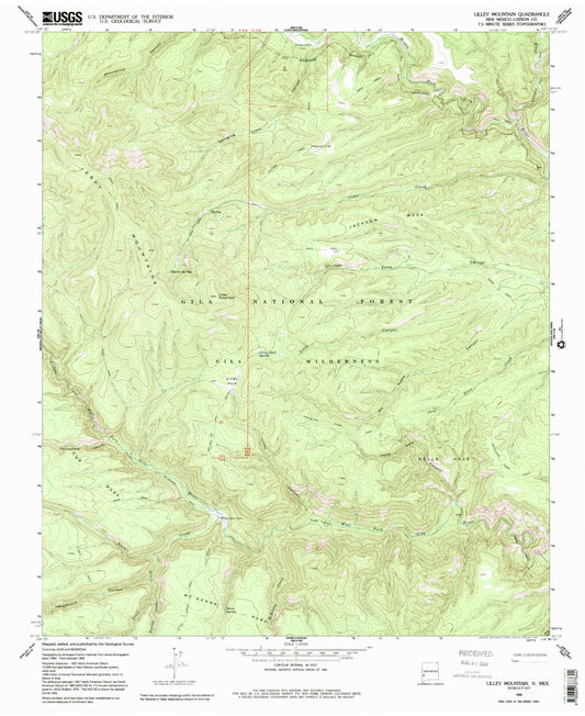 USGS Classic Lilley Mountain New Mexico 7.5'x7.5' Topo Map Image