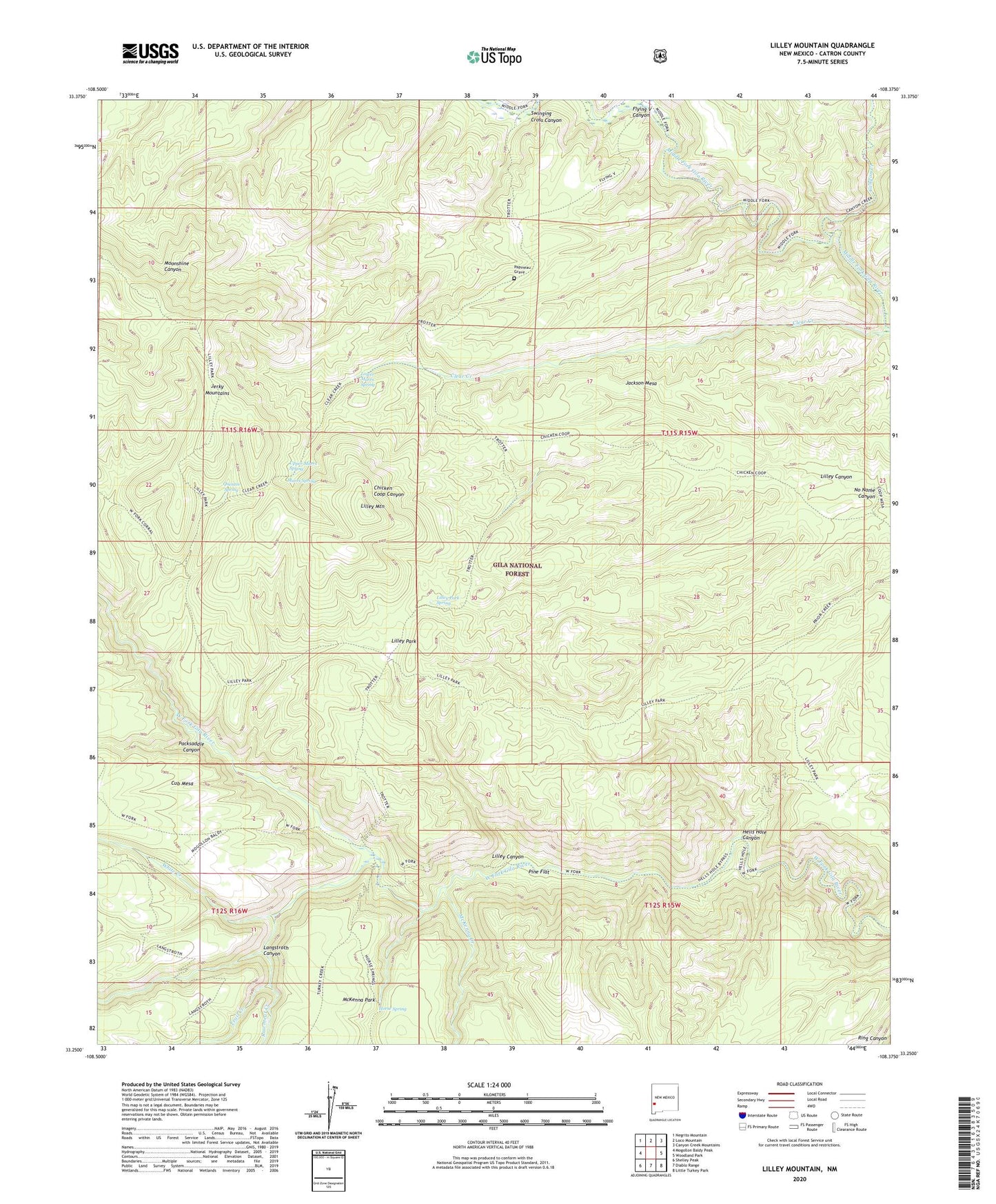 Lilley Mountain New Mexico US Topo Map Image