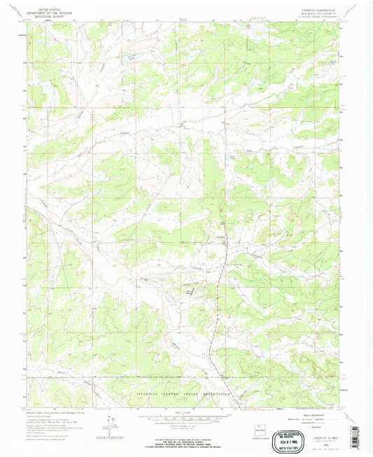 Classic USGS Lindrith New Mexico 7.5'x7.5' Topo Map Image