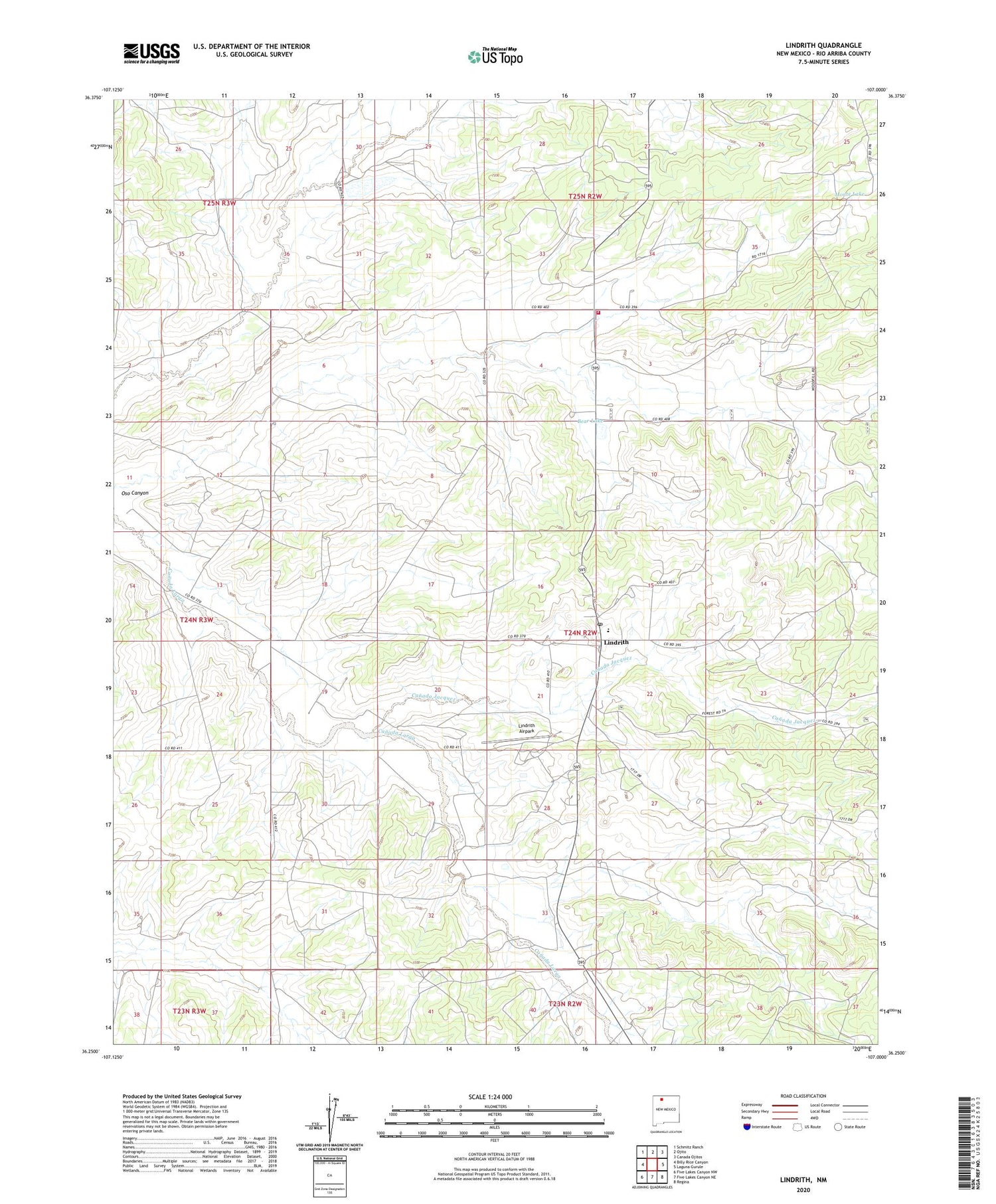 Lindrith New Mexico US Topo Map Image