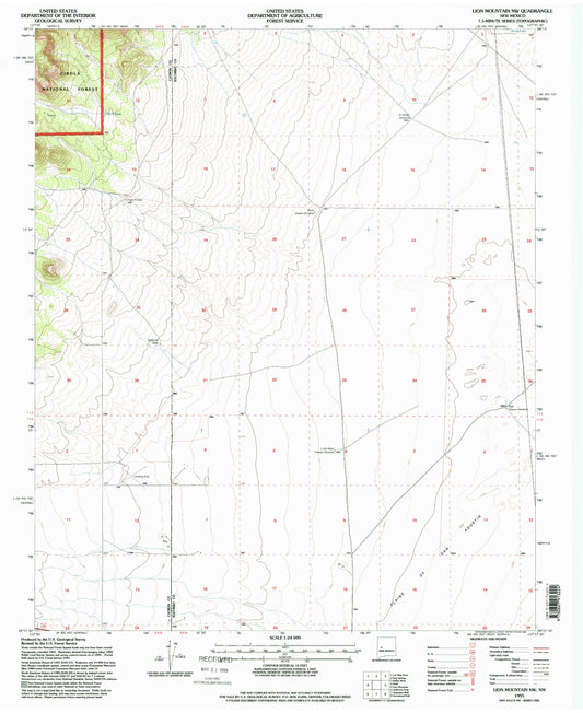 Classic USGS Lion Mountain NW New Mexico 7.5'x7.5' Topo Map Image