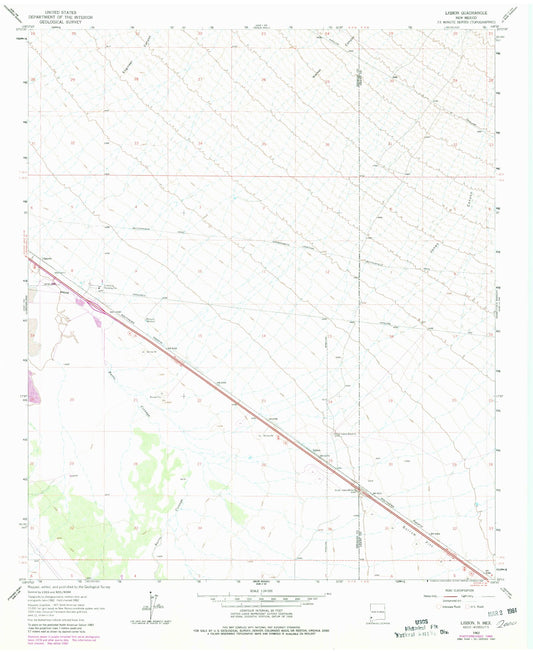 Classic USGS Lisbon New Mexico 7.5'x7.5' Topo Map Image