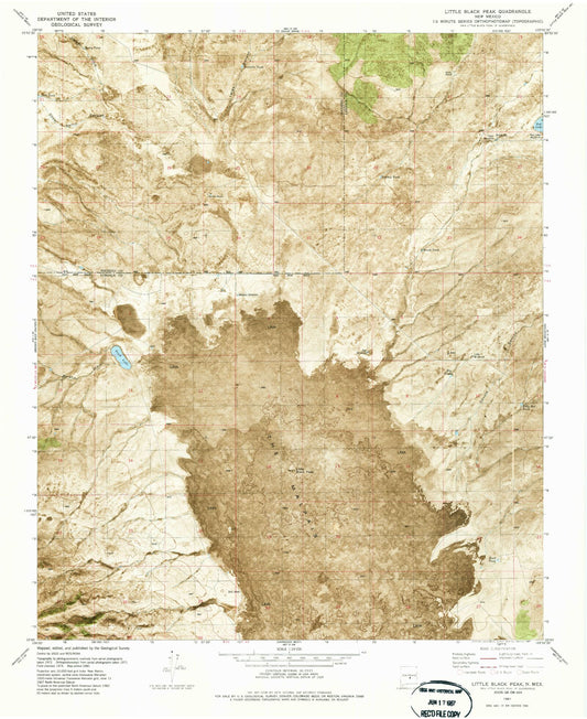 Classic USGS Little Black Peak New Mexico 7.5'x7.5' Topo Map Image