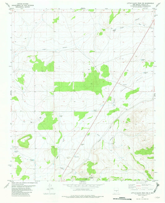 Classic USGS Little Black Peak NE New Mexico 7.5'x7.5' Topo Map Image