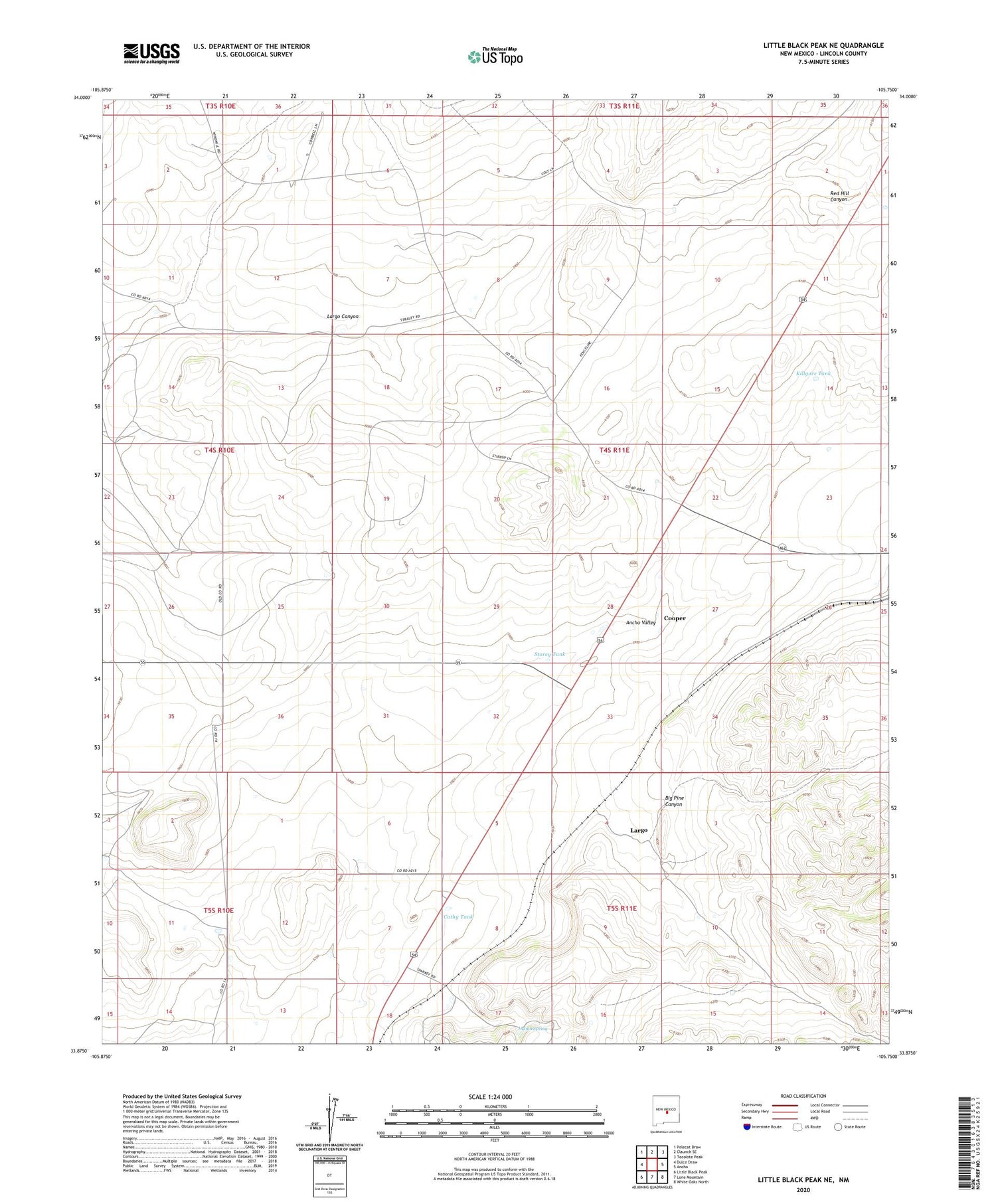 Little Black Peak NE New Mexico US Topo Map Image