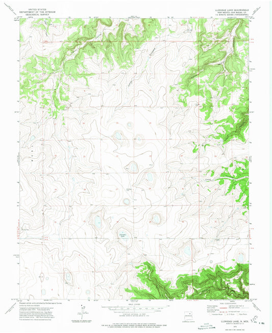 Classic USGS Llonidas Lake New Mexico 7.5'x7.5' Topo Map Image