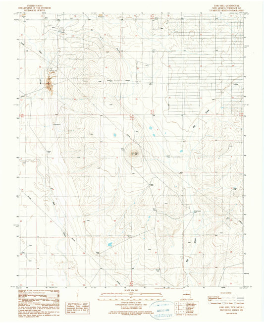 Classic USGS Lobo Hill New Mexico 7.5'x7.5' Topo Map Image