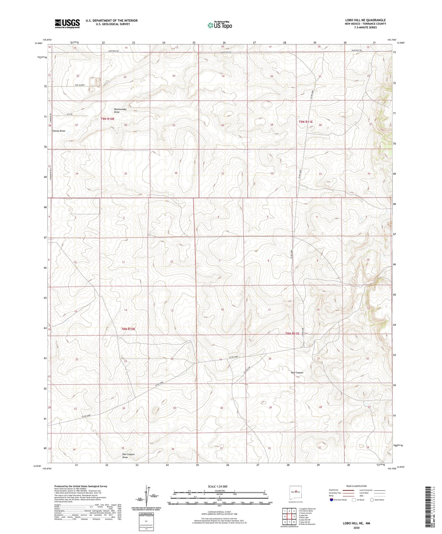 Lobo Hill NE New Mexico US Topo Map Image