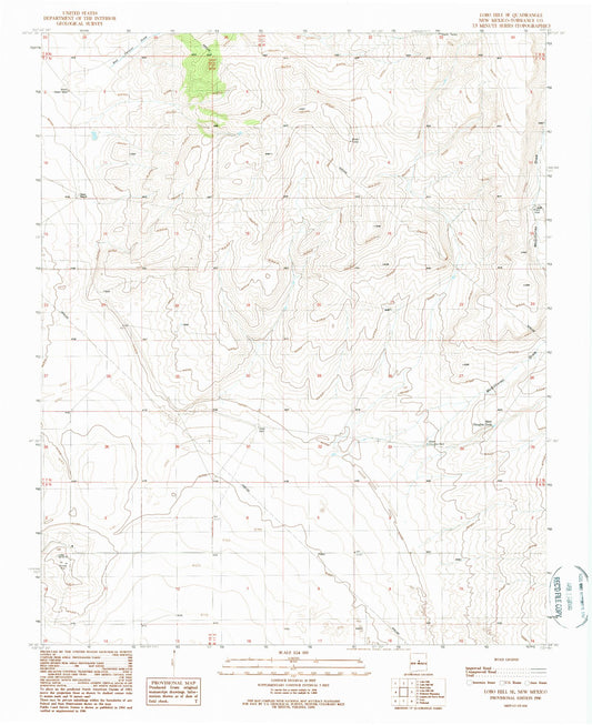 Classic USGS Lobo Hill SE New Mexico 7.5'x7.5' Topo Map Image